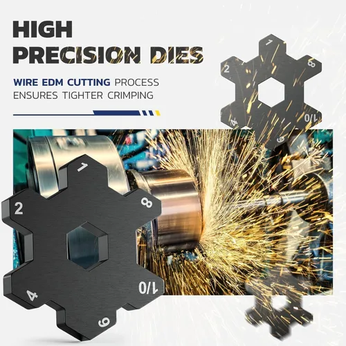 Vista 2 de haisstronica Kit de herramientas de engaste de cable de batería resistente, trinquete hexagonal de mango extendido para terminales de cobre