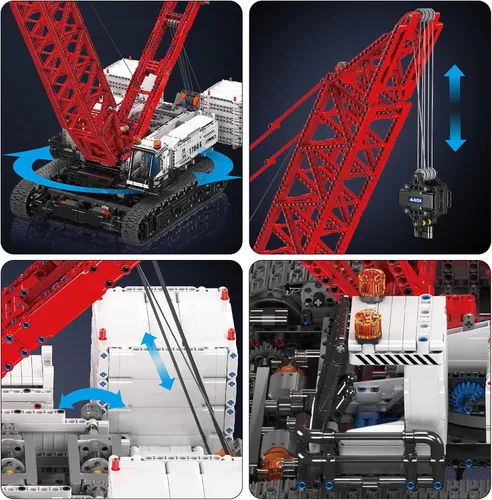 Vista 6 de Mould King 17046 Grúa sobre orugas de alta tecnología MOC Truck con 5 motores, tecnología APP control remoto 16000 grúa sobre orugas de rejilla Kit