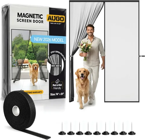 Vista 12 de AUGO Puerta de garaje con cierre magnético – Puerta mosquitera de garaje para 1 coche desplegable – Malla magnética para puerta – Parte inferior