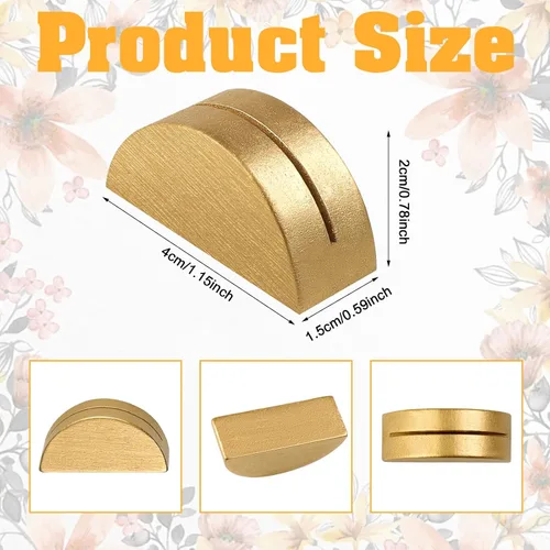 Vista 2 de 20 soportes dorados para números de mesa de boda, de madera, para colocar tarjetas de mesa de agradecimiento, mesas semicirculares, soportes