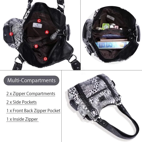 Vista 46 de Angel Barcelo - Bolsa de hombro amplia para mujer, diseño Hobo, cuero lavado