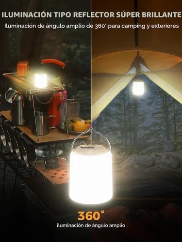 Vista 2 de Smiling Shark Linterna LED para campamento, mini lámpara de campamento, luz cálida, recargable y portátil, regulable, impermeable, lámpara de tienda