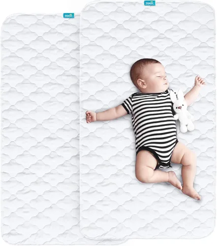 Vista 10 de Almohadillas de entrenamiento para ir al baño para niños pequeños, protector de colchón de cuna impermeable para almohadilla de humectación, Blanco