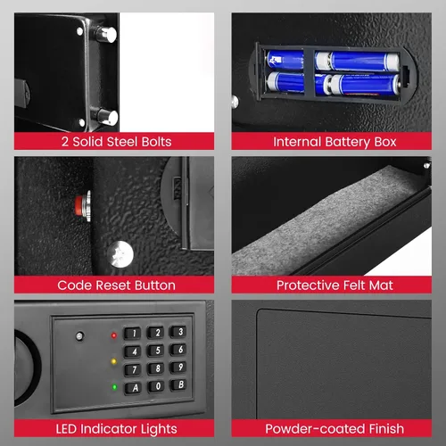 Vista 5 de IRONMAX Caja fuerte de pared, empotrada plana, oculta en la pared, caja de seguridad con luces LED y cerradura electrónica digital, 22 pulgadas