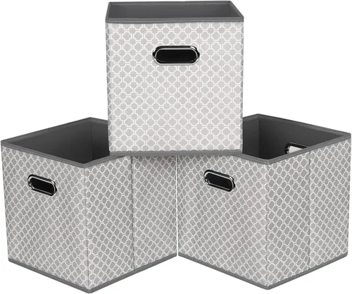 Vista 57 de Cubos de almacenamiento plegables negros, caja de almacenamiento de tela, cestas organizadoras con asas dobles para organizador del hogar (negro)