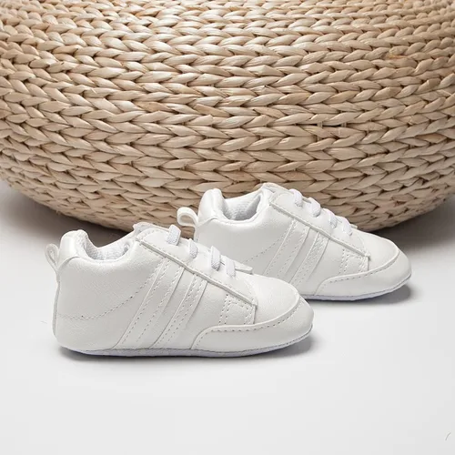 Vista 5 de KIDSUN Zapatos deportivos para bebés y niñas, suela suave, antideslizantes, para recién nacidos, color blanco, casual, zapatos para cuna