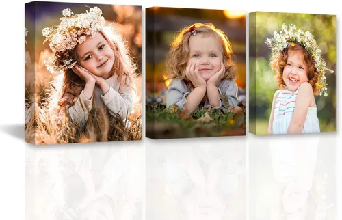 Vista 24 de DOARTDO Lienzo decorativo para pared, 3 paneles, impresiones en lienzo personalizadas con fotos familiares de tu boda, decoración del hogar listo
