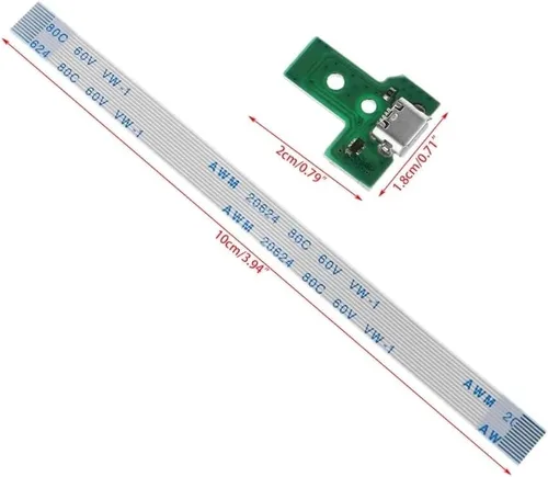 Vista 5 de Conjunto de puerto de carga de repuesto JDS-030 para PS4 DualShock 4, pieza de reparación, adaptador micro USB, cargador y módulo de conector