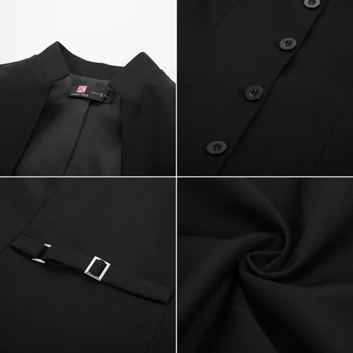 Vista 7 de KANCY KOLE Chaleco totalmente forrado para mujer, trajes de vestir formales de negocios, con botones, steampunk vintage