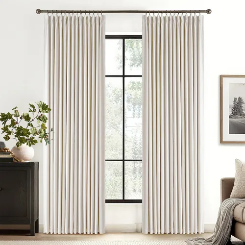 Vista 106 de RYB HOME Cortinas de lino texturizado 100% opacas de 84 pulgadas de largo, aislamiento térmico, privacidad, ahorro de energía para dormitorio, sala