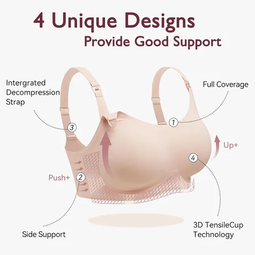Vista 3 de Momcozy Nursing Bras for Breastfeeding, FB039 Comfort Support Seamless Maternity Bra, Pregnancy Sleep Bralette, Full-Coverage