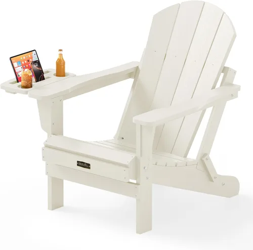 Vista 72 de SERWALL Silla Adirondack plegable para exteriores, silla de patio con portavasos - Ejército