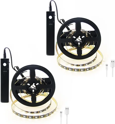 Vista 7 de VST Tira de luces LED de 2 metros, luz de cinta LED con sensor de movimiento y operada a batería para armario, escaleras, dormitorio