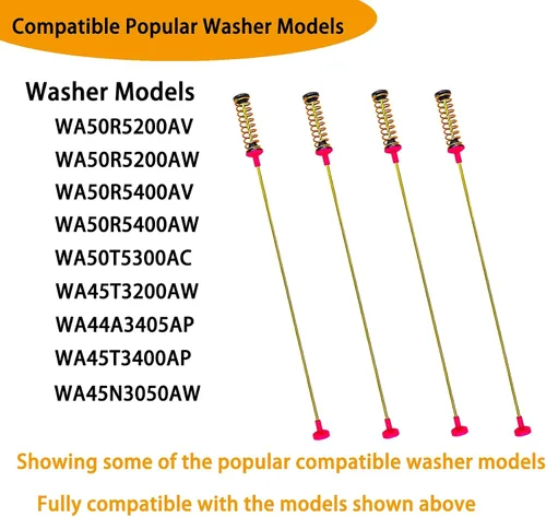 Vista 2 de 2026 Actualización DC97-16350U Varillas de suspensión para lavadora Samsung WA50R5200AW/US WA50R5400AW/US WA50R5400AV/US WA50R5200AW/US
