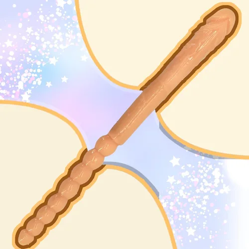 Vista 3 de Consolador de doble punta de 18.89 pulgadas Dong cuentas anales con venas y glande para estimulación anal vagina doble cara polla masajeador