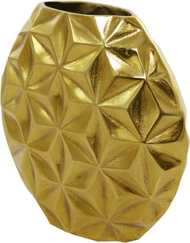 Vista 4 de CosmoLiving by Cosmopolitan Jarrón decorativo geométrico de metal de aluminio para centro de mesa, florero para decoración del hogar, 12 x 4 x 11