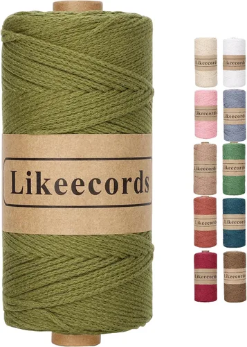 Vista 57 de Likeecords 100% Hilo de Ganchillo de Algodón Cordón de Bolsa de 2mm 170m Cordón de Macramé de 2mm Hilo de Crochet Cuerda de Macramé Regalo para Verde