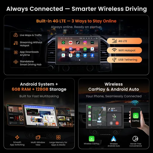 Vista 2 de ATOTO V10 10" Android Single Din & Double DIN Estéreo para coche, 6+128GB