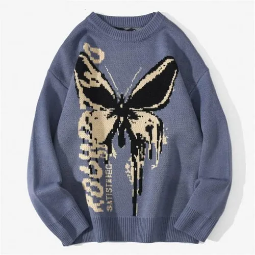 Vista 3 de Y2K - Suéter grunge con diseño de mariposa de hadas, suéter gótico, ropa urbana, ropa de Harajuku