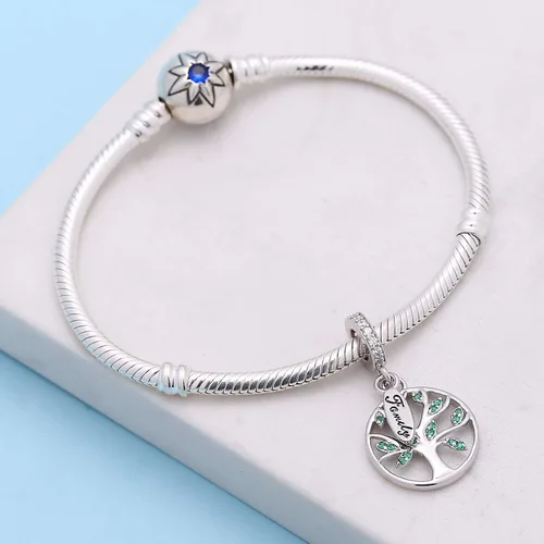 Vista 4 de SOUKISS Abalorio de plata de ley 925 con diseño de árbol de la vida familiar para pulsera europea