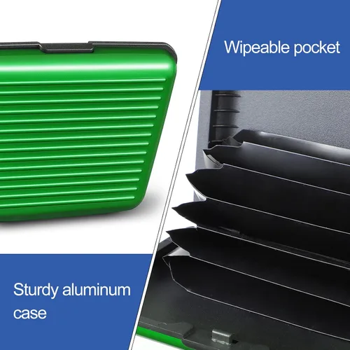 Vista 6 de 2 piezas de soporte delgado para tarjetas de crédito, mini protector de tarjeta de crédito, protector de aluminio para tarjetas de visita