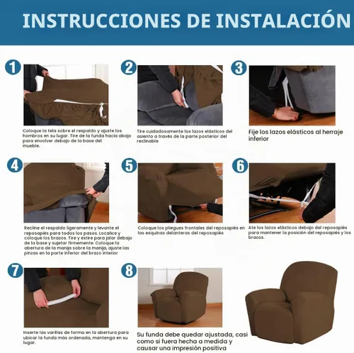 Vista 5 de H.VERSAILTEX Fundas elásticas para sillón reclinable, Funda para silla reclinable, Funda para sofá, 1 pieza, moderna, de terciopelo, elegante Marrón