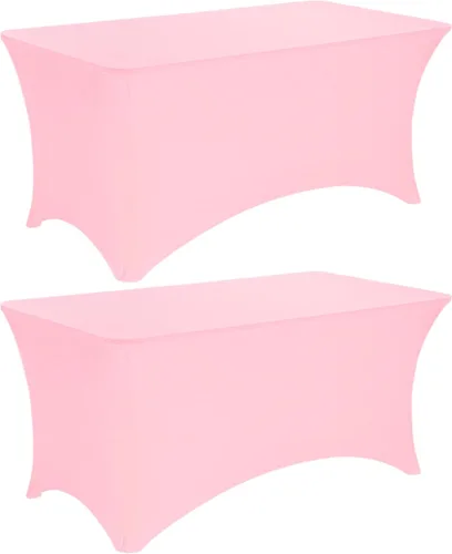 Vista 28 de Paquete de 2 manteles rectangulares de elastano de 6 pies, lavables, resistentes a las arrugas, para mesas plegables, bodas, fiestas, cumpleaños