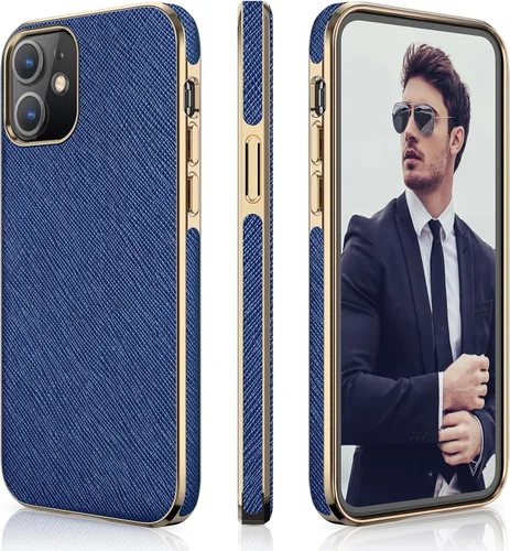 Vista 10 de LOHASIC Funda para iPhone 12 y iPhone 12 Pro - Fundas para teléfono i Phone 12 con borde cromado delgado, fundas de cuero de diseño suave, funda