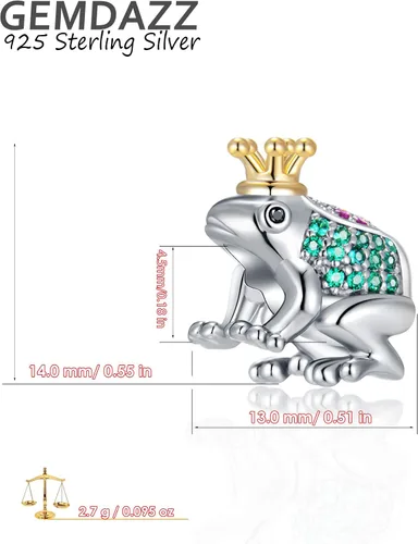 Vista 2 de GEMDAZZ Dijes temáticos de animales en plata de ley 925, bonito oso polar 3D, rana, cigarra, mariquita, abeja, libélula para pulseras europeas