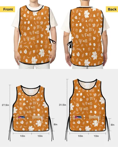 Vista 3 de Delantales de zapatero de hojas de otoño con 2 bolsillos para mujeres y hombres, calabaza naranja de Acción de Gracias, otoño, otoño