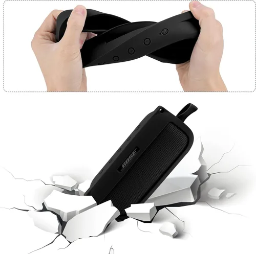 Vista 6 de co2CREA Funda de silicona suave de repuesto para altavoz portátil Bose SoundLink Flex Bluetooth (funda de silicona, funda negra)
