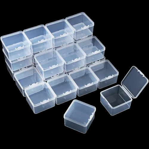 Vista 10 de Jetec Paquete de 36 cajas de plástico transparente para contenedores pequeños, cajas organizadoras de cuentas con tapa con bisagras, estuche