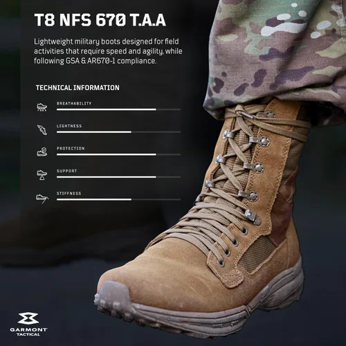 Vista 2 de GARMONT TACTICAL T8 NFS 670 T.A.A. Military Combat Boots for Men and Women, Army, Air Force, T.A.A., AR670-1 and GSA Compliant Footwear