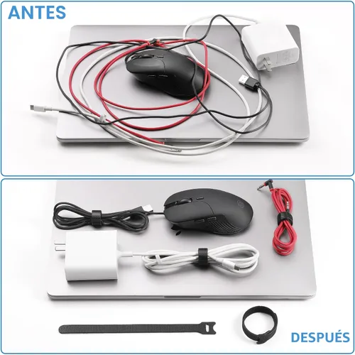 Vista 3 de 100 bridas reutilizables de 8 pulgadas Envolturas de cable ajustables, correas de cable Organizador de cables de gancho y bucle, organización