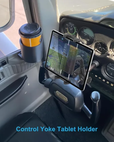 Vista 7 de Soporte de yugo para iPad, soporte para tableta de piloto de aviación de cuello de cisne, soporte giratorio de 360° con abrazadera resistente