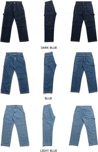 Vista 5 de KOCHHA Pantalones vaqueros grandes anchos de algodón de ajuste relajado Carpenter Jean Denim Pantalones Hip Hop azul