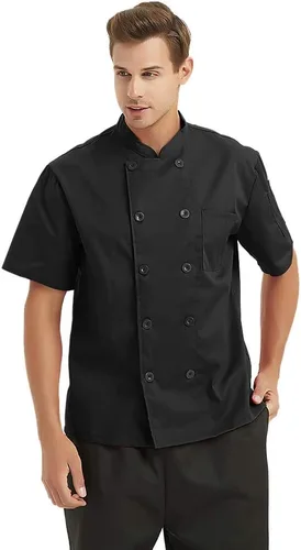 Vista 3 de TOPTIE - Chaqueta de chef de manga corta unisex