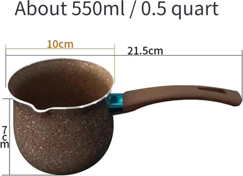 Vista 2 de Mini cacerola antiadherente para leche, calentador de mantequilla de 0.5 cuartos de galón con un solo mango, pequeña olla para hervir café