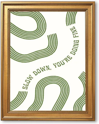 Vista 19 de Arte de pared "Slow Down You’re Doing Fine" Retro Minimalista Motivacional Cita Musical Póster Inspirador Letras de Canciones de Media Siglo en Tela