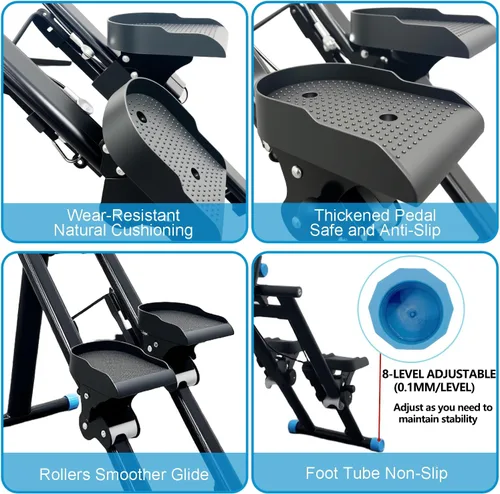 Vista 6 de Escalera para gimnasio en casa, máquina de entrenamiento vertical plegable, máquina de entrenamiento de cuerpo completo con asas ajustables, monitor