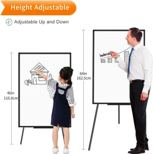 Vista 3 de VIZ-PRO Caballete magnético para pizarra blanca negro, 36 x 24 pulgadas, pizarra portátil de borrado en seco, altura ajustable para escuela, oficina
