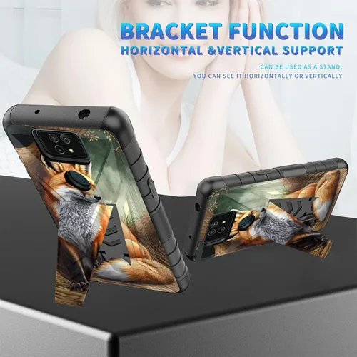 Vista 110 de Funda para AT&T Maestro Max 2021/Cricket Ovation 2 con protector de pantalla de vidrio templado, funda resistente con función atril integrada