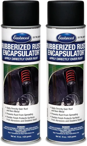 Vista 4 de Eastwood Encapsulador de óxido negro cauchutado 15 oz en aerosol Previene el óxido y la corrosión Fórmula con epoxi BAJO en COV