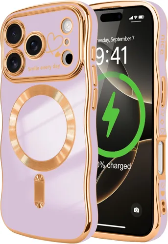 Vista 56 de LCHULLE - Funda magnética para iPhone 13 para mujeres y niñas, con forma ondulada, color azul bebé