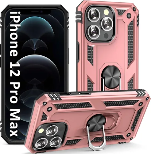 Vista 11 de ADDIT i Phone 12 Mini - Funda para iPhone 12 Mini, con anillo de soporte, soporte ajustable, grado militar, protección resistente, a prueba
