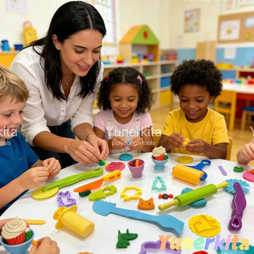 Vista 9 de Juego de herramientas de masa, 9 piezas de herramientas de arcilla para niños de 4 a 8 años, accesorios de masa ABS+ incluye rodillo cortador