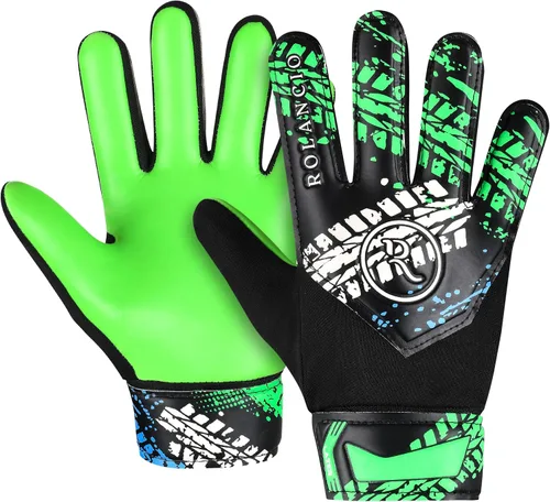 Vista 10 de Rolanicio Guantes de portero Guantes de portero para niños con doble protección para la muñeca Guantes de fútbol de material de látex
