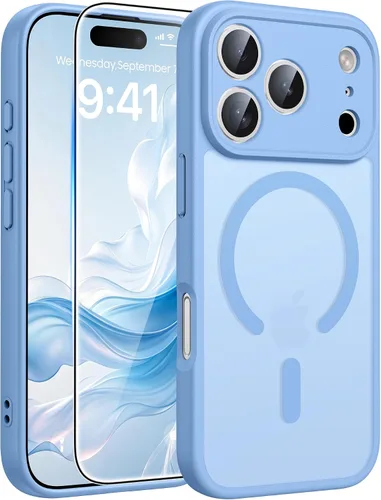 Vista 117 de FNTCASE for iPhone 17 Pro Case: Translucent Light Blue Slim Cases Compatible with MagSafe, Full Camera Protection & Tempered Glass Protector, 14FT