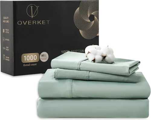 Vista 14 de Sábanas de algodón egipcio tamaño matrimonial de 1000 hilos, tejido satinado, suave, transpirable, bolsillo profundo de 16 pulgadas, 4 piezas