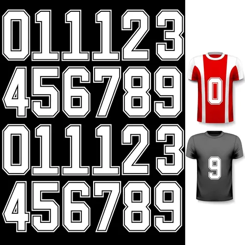 Vista 12 de WILLBOND 24 piezas de números para planchar, números de transferencia térmica de jersey del 0 al 9 para uniforme de equipo, camiseta de fútbol Blanco